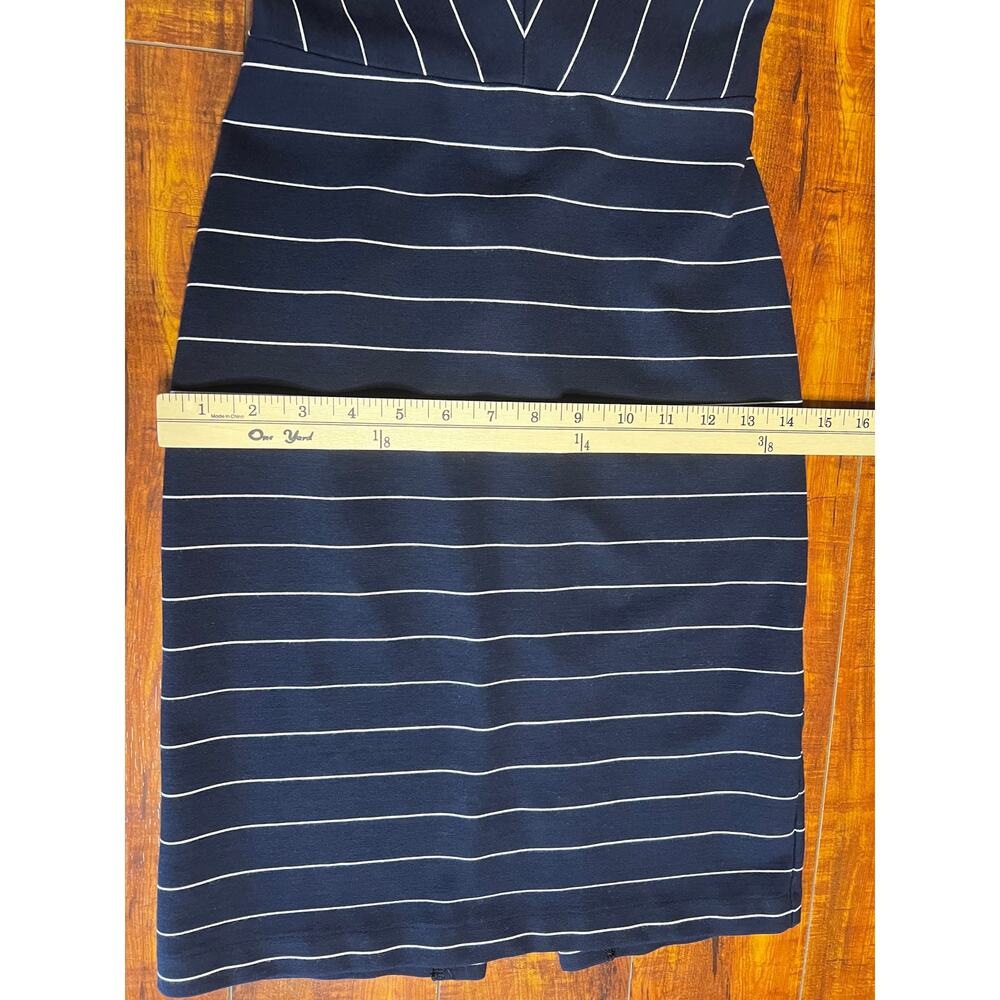 Banana Republic Sleeveless VNeck Sheath Dress Women Petite 0P Navy White Striped - Picture 4 of 7